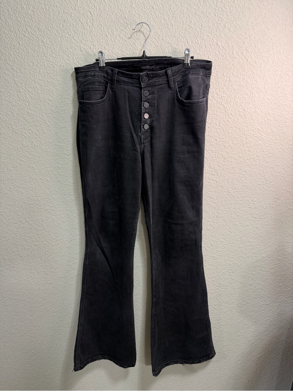 Flying Monkey Black High-Rise Flare Jeans with Button-Fly